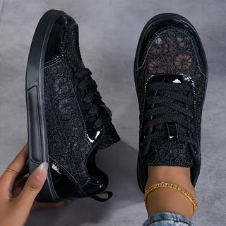 Jorexa Women's Elegant Lace Sneakers - Breathable Casual Footwear