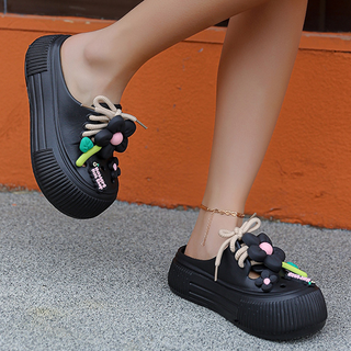 Auralie - Floral-Embellished Breathable Slippers