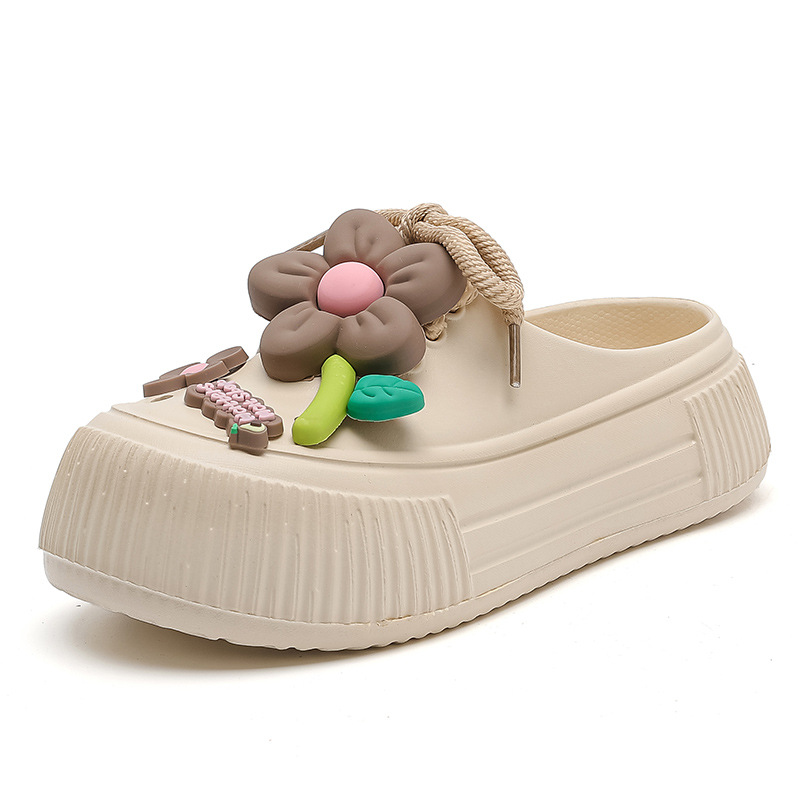 Auralie - Floral-Embellished Breathable Slippers