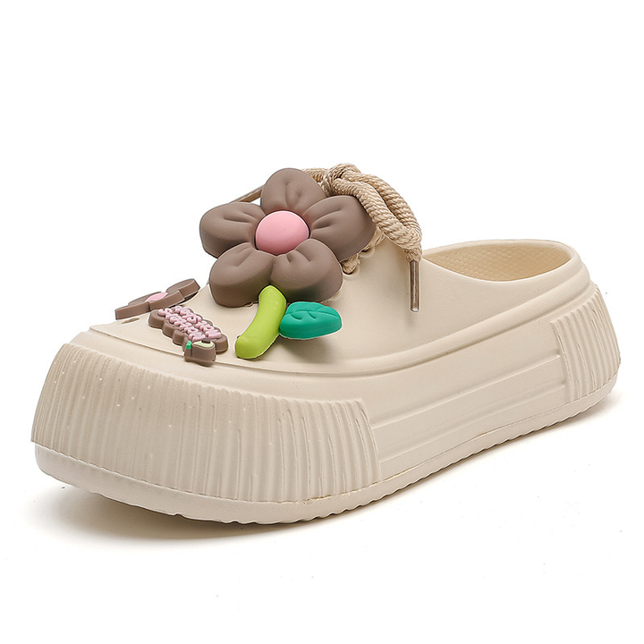 Auralie - Floral-Embellished Breathable Slippers