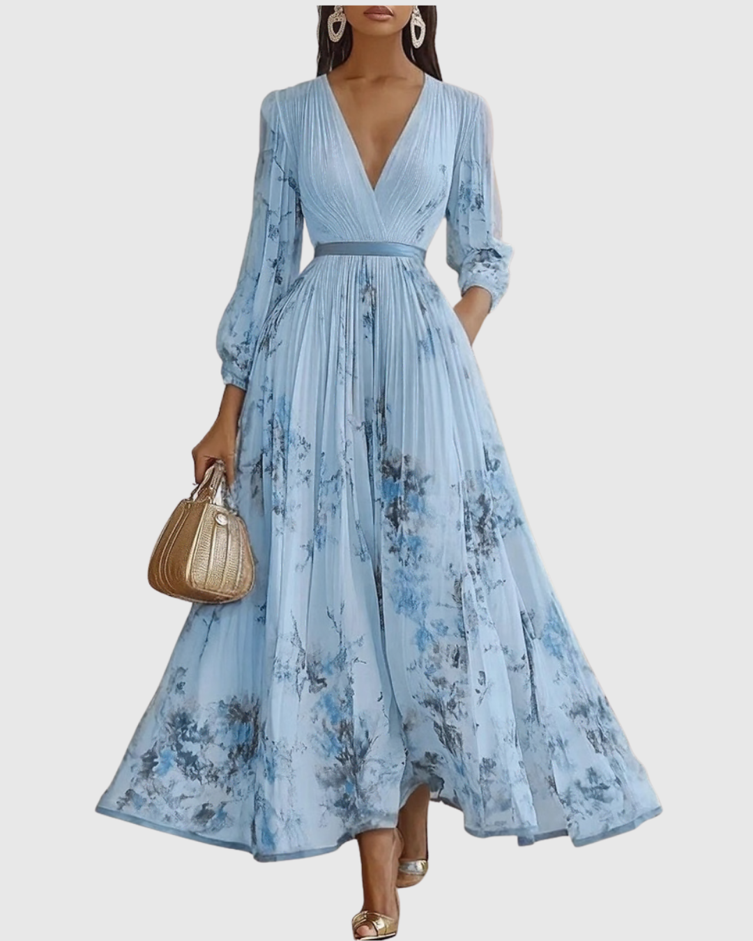 Rivella - Elegant Pleated Maxi Dress