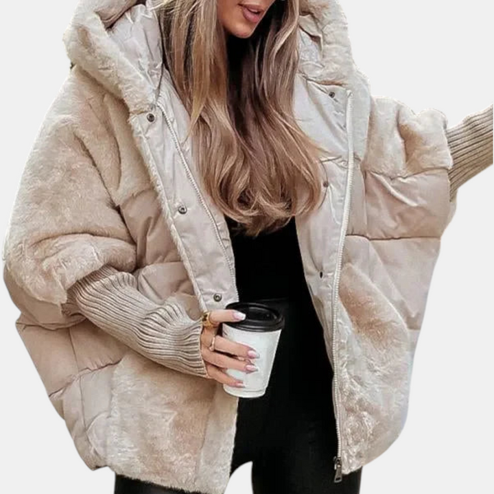 Oversized Hooded Patchwork Puffer Jacket