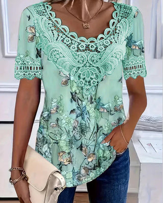 Amalina - Casual Short Sleeve Floral Tee for a Fresh Look