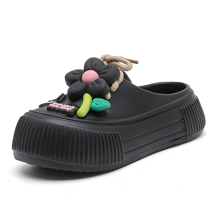 Auralie - Floral-Embellished Breathable Slippers