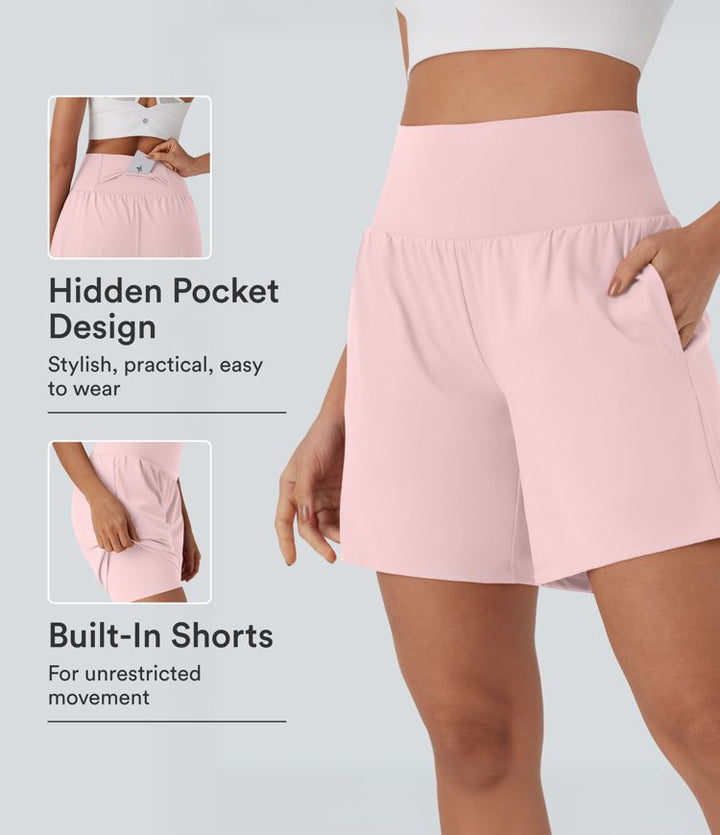 SoftlyZero™ Airy Super High Waisted 2-in-1 InstantCool Yoga Shorts 7" with Pockets