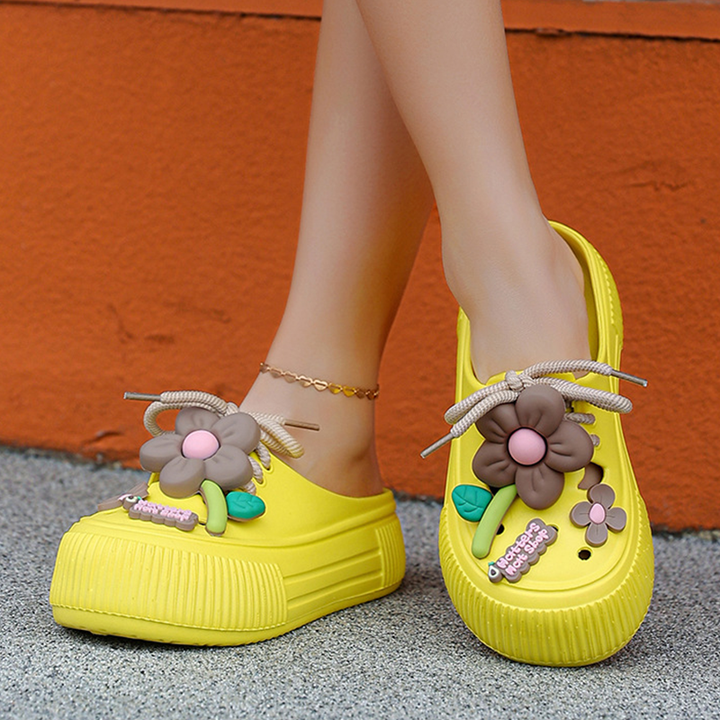 Auralie - Floral-Embellished Breathable Slippers