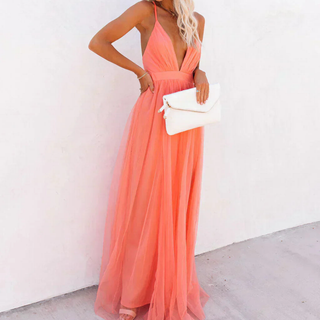 Ruby | Coral Light Maxi Dress