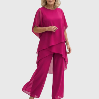 Linda | Suit with draped palazzo pants