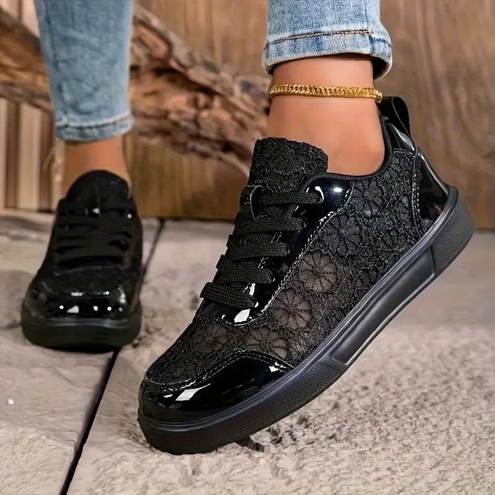 Jorexa Women's Elegant Lace Sneakers - Breathable Casual Footwear