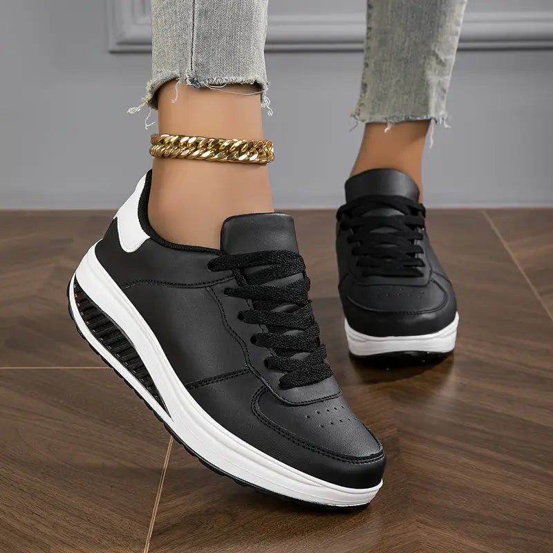 Brelina - Women's Lace-Up Platform Sneakers in Synthetic Leather for All-Day Comfort