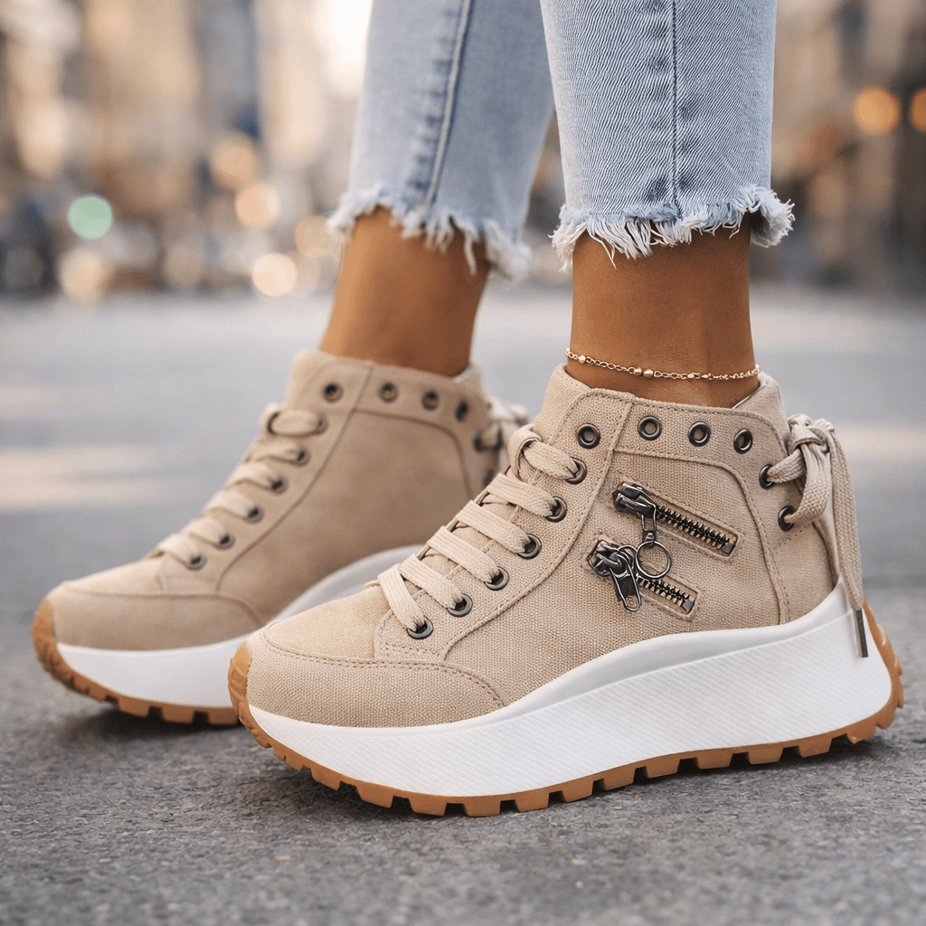 Jasmyra - Women's Blue Denim Chunky Platform Sneakers
