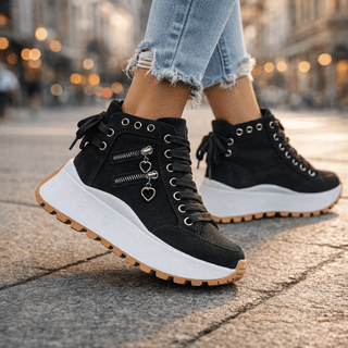 Jasmyra - Women's Blue Denim Chunky Platform Sneakers