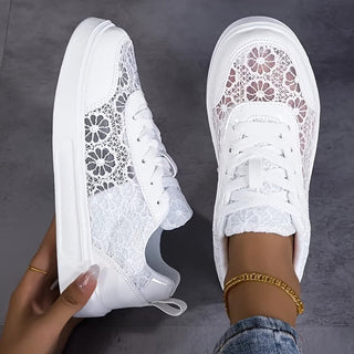 Jorexa Women's Elegant Lace Sneakers - Breathable Casual Footwear