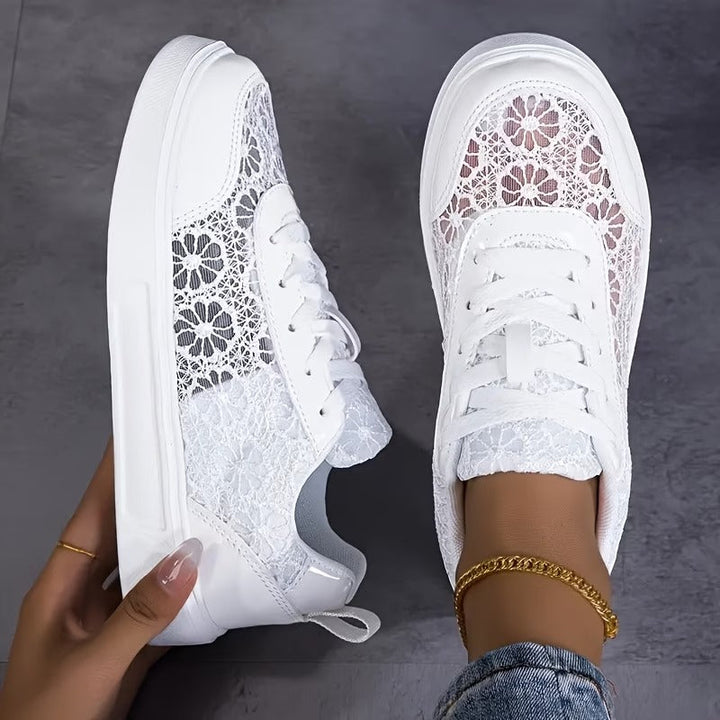 Jorexa Women's Elegant Lace Sneakers - Breathable Casual Footwear