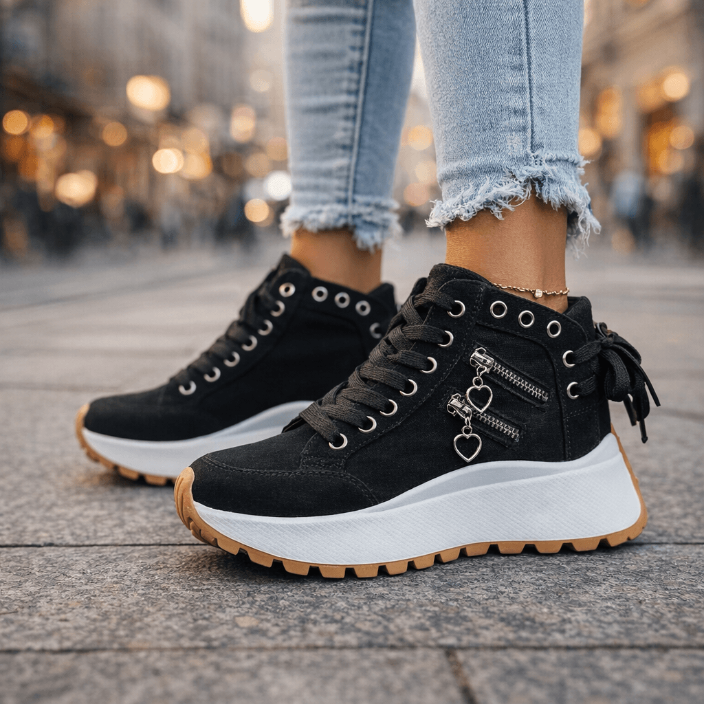 Jasmyra - Women's Blue Denim Chunky Platform Sneakers