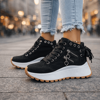 Jasmyra - Women's Blue Denim Chunky Platform Sneakers