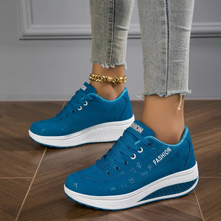 Brelina - Women's Lace-Up Platform Sneakers in Synthetic Leather for All-Day Comfort