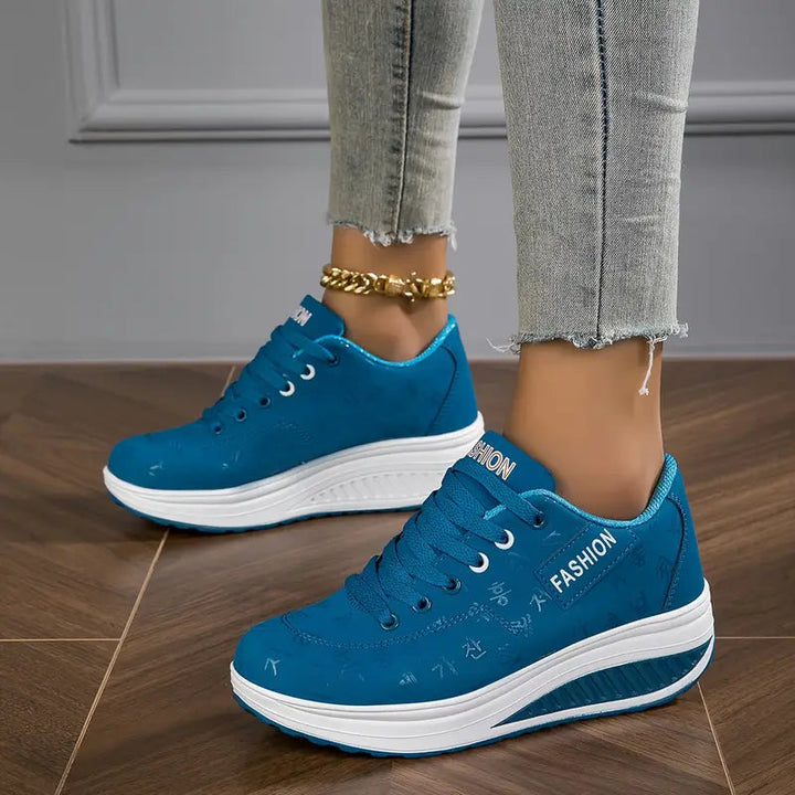 Brelina - Women's Lace-Up Platform Sneakers in Synthetic Leather for All-Day Comfort