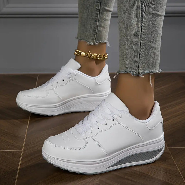 Brelina - Women's Lace-Up Platform Sneakers in Synthetic Leather for All-Day Comfort