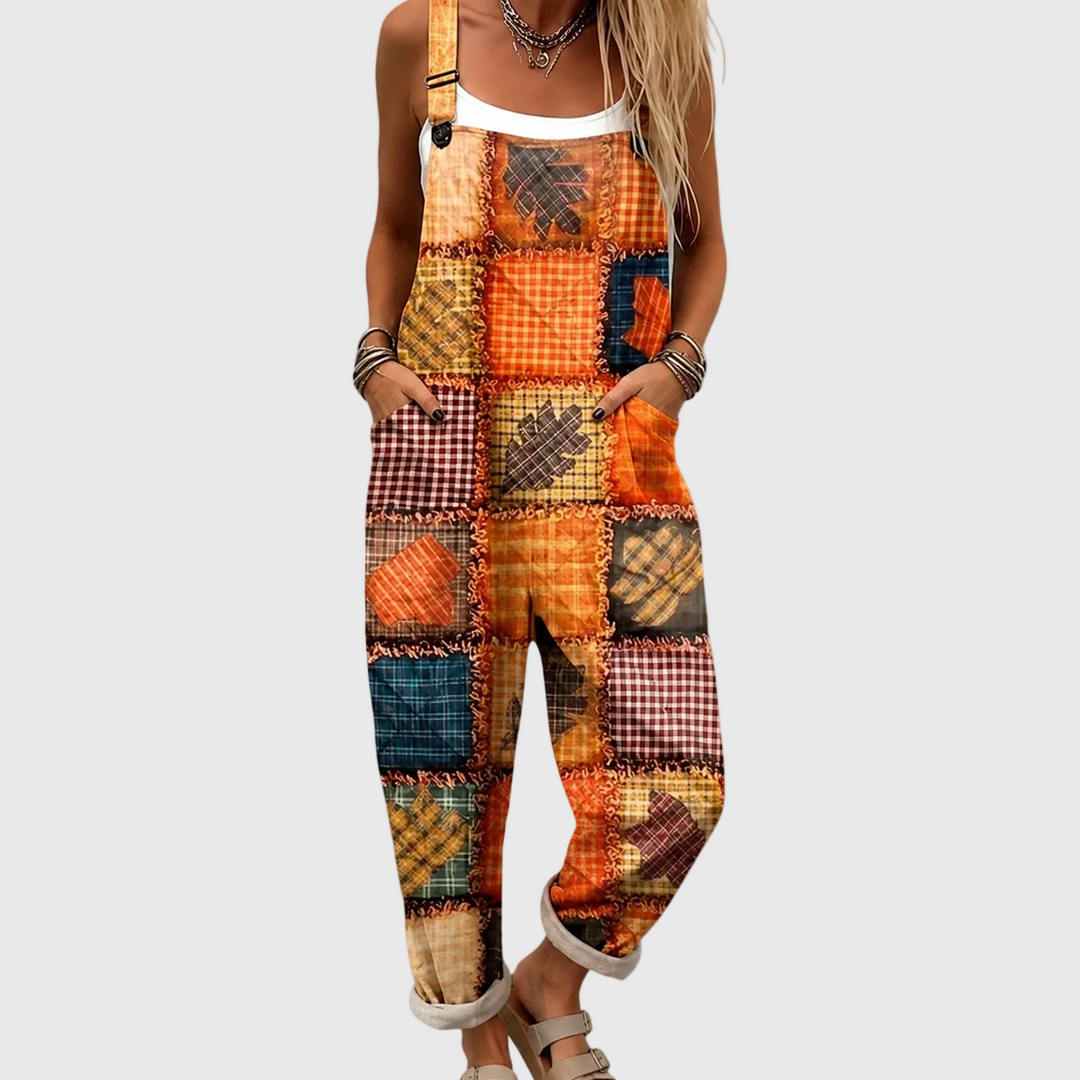 Cozy Patterned Overalls