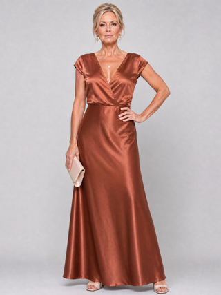 Samouse™ Cap Sleeve Wrap Bodice Maxi Dress