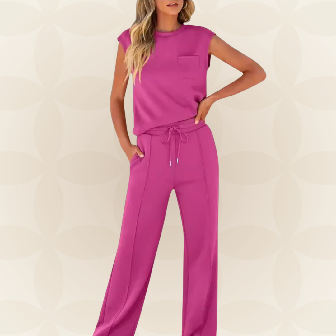 Rovessa - Women's Two-Piece Relaxation Set with Wide Pants