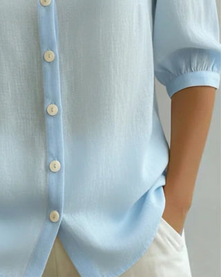 Neslora - Women's Cotton Blouse with Stylish Peter Pan Collar and Three-Quarter Sleeves
