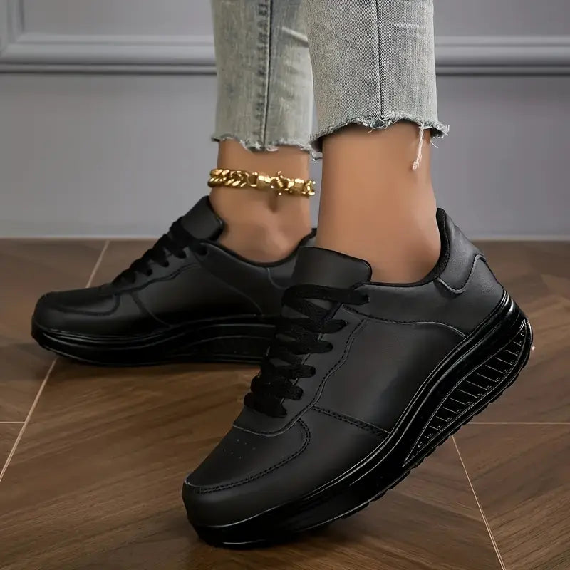 Brelina - Women's Lace-Up Platform Sneakers in Synthetic Leather for All-Day Comfort