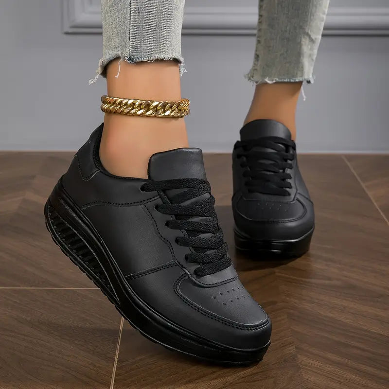Brelina - Women's Lace-Up Platform Sneakers in Synthetic Leather for All-Day Comfort