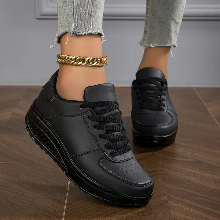 Brelina - Women's Lace-Up Platform Sneakers in Synthetic Leather for All-Day Comfort