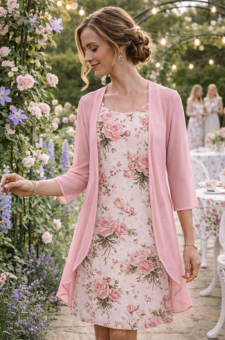Ilynessa - Women's Chiffon Dress Set with Light Cardigan