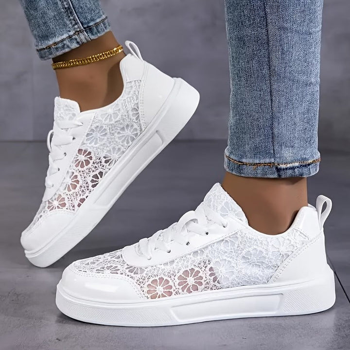 Jorexa Women's Elegant Lace Sneakers - Breathable Casual Footwear