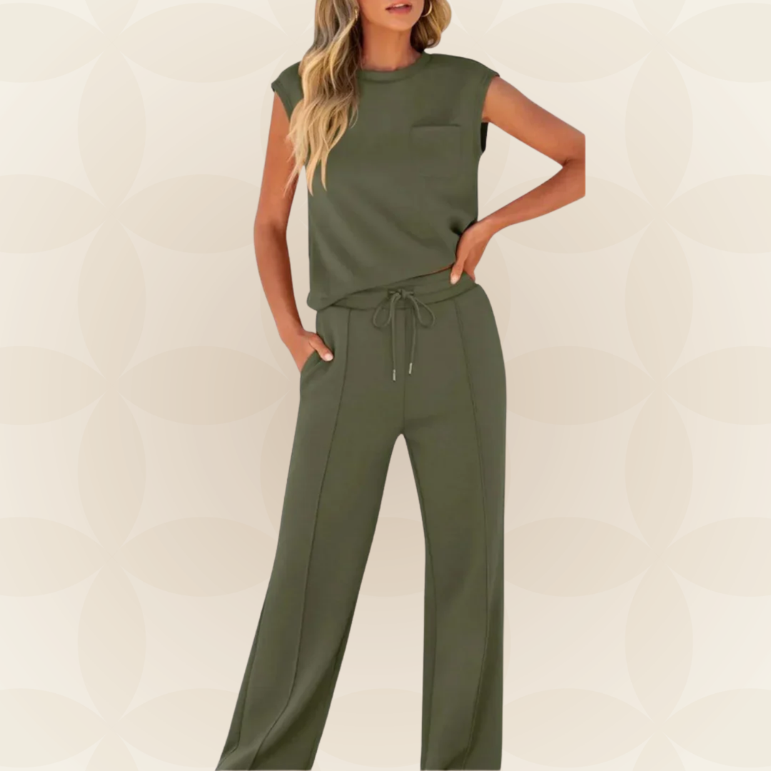 Rovessa - Women's Two-Piece Relaxation Set with Wide Pants
