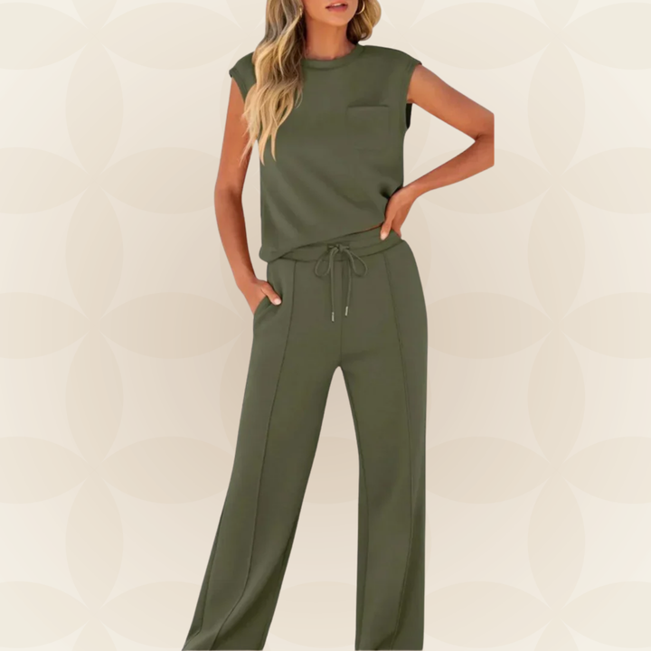 Rovessa - Women's Two-Piece Relaxation Set with Wide Pants