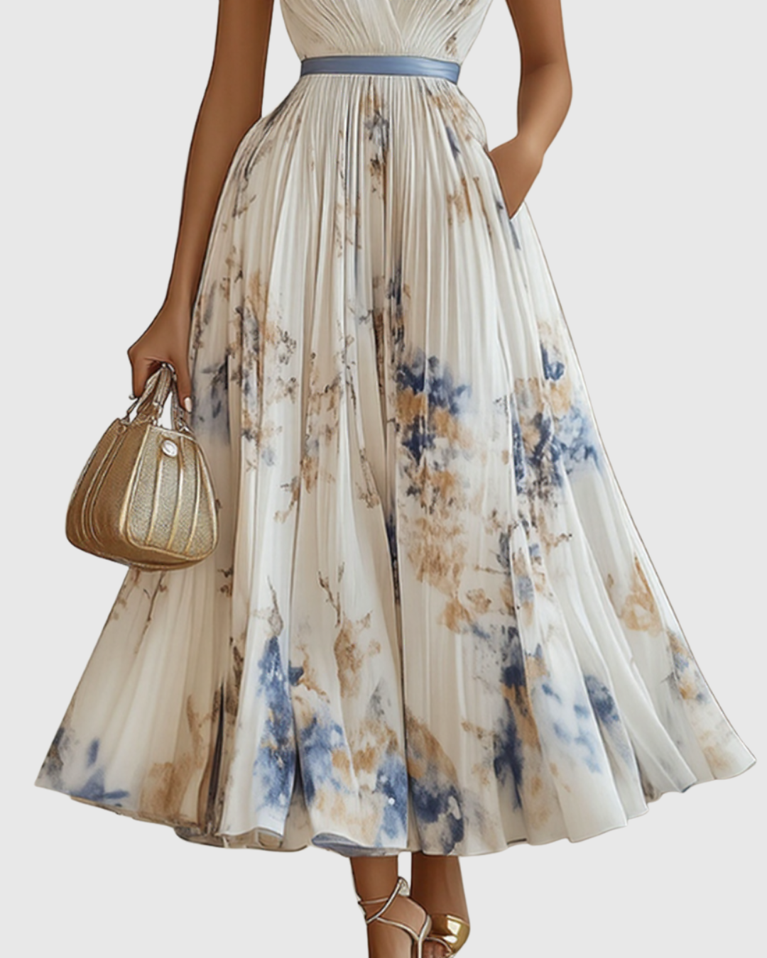Rivella - Elegant Pleated Maxi Dress