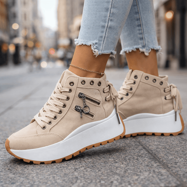 Jasmyra - Women's Blue Denim Chunky Platform Sneakers
