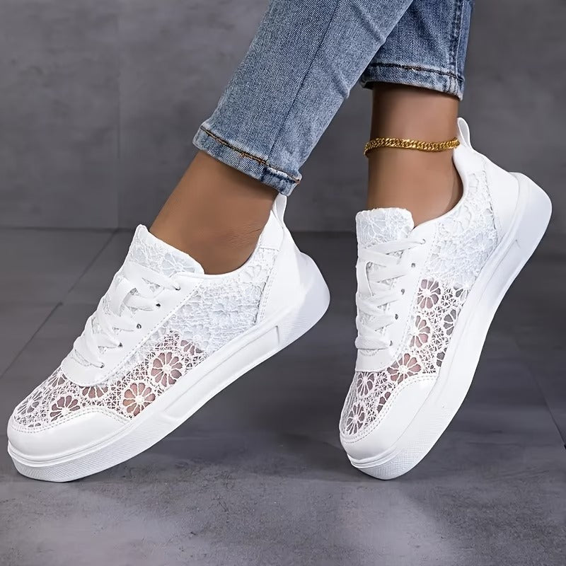 Jorexa Women's Elegant Lace Sneakers - Breathable Casual Footwear