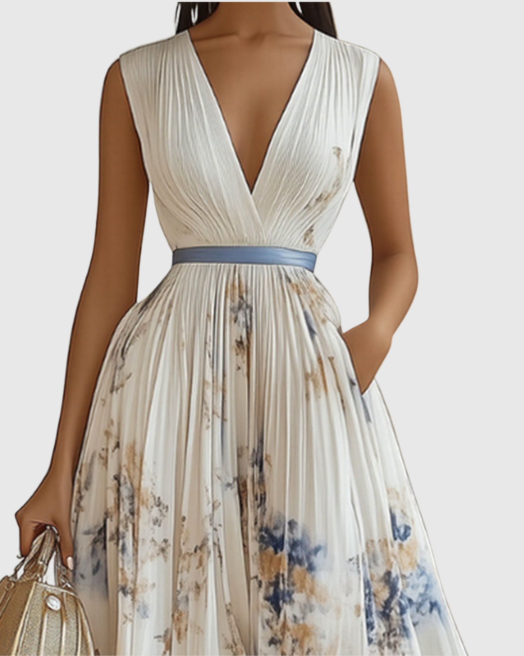 Rivella - Elegant Pleated Maxi Dress