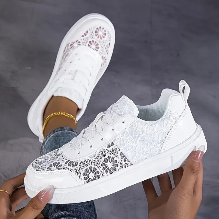 Jorexa Women's Elegant Lace Sneakers - Breathable Casual Footwear