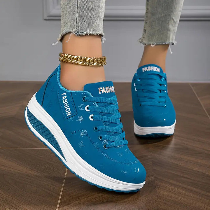 Brelina - Women's Lace-Up Platform Sneakers in Synthetic Leather for All-Day Comfort