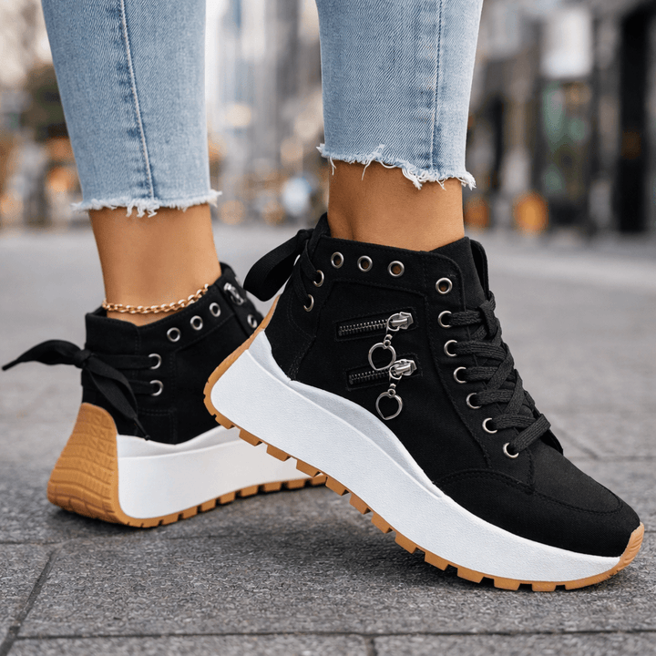 Jasmyra - Women's Blue Denim Chunky Platform Sneakers