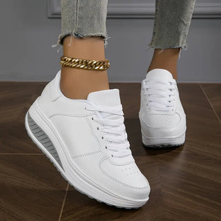 Brelina - Women's Lace-Up Platform Sneakers in Synthetic Leather for All-Day Comfort