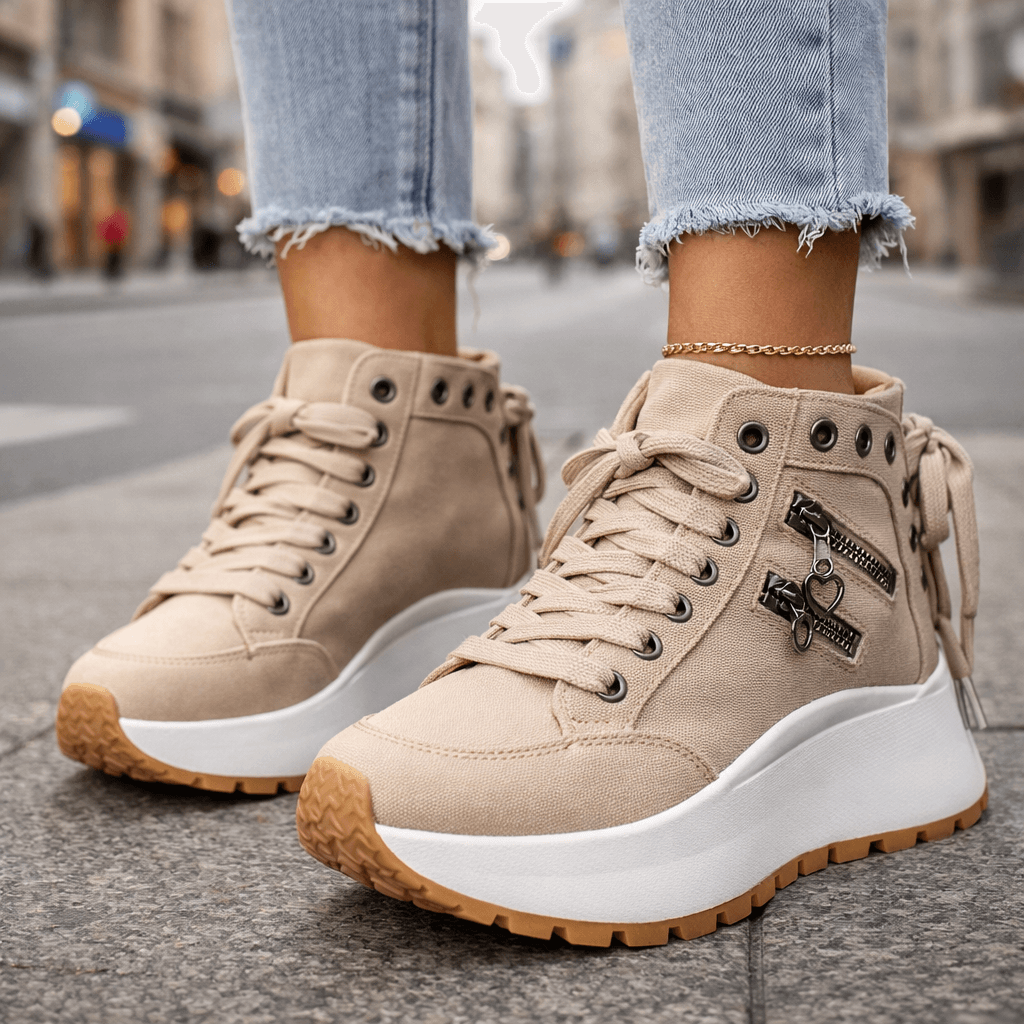 Jasmyra - Women's Blue Denim Chunky Platform Sneakers