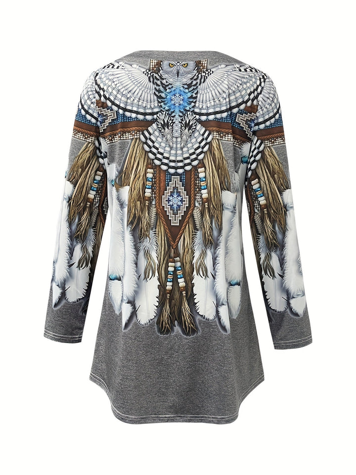 Joelene - Retro Ethnic Long Sleeve Tee