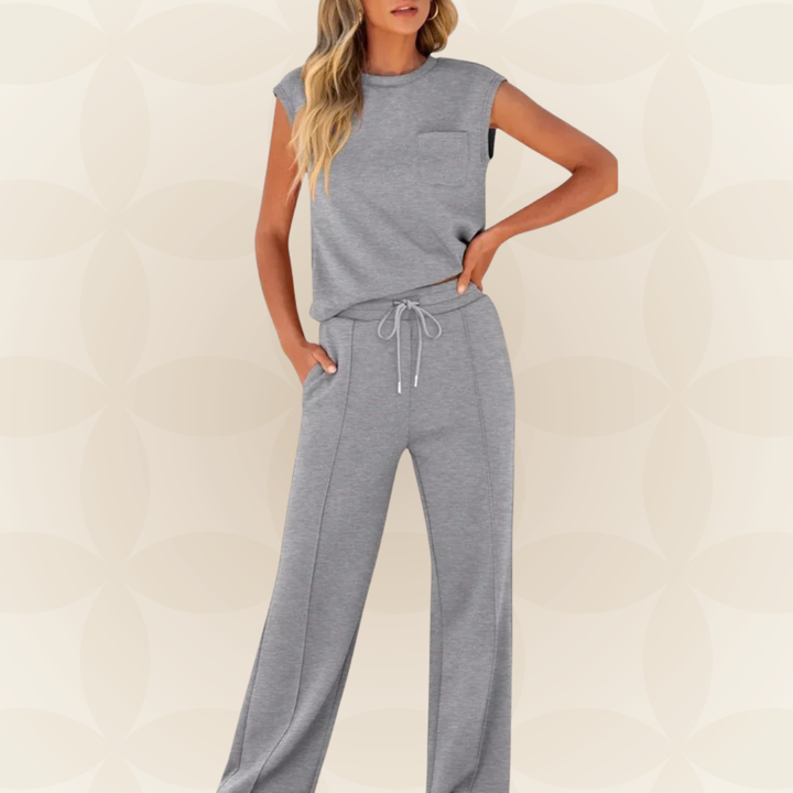 Rovessa - Women's Two-Piece Relaxation Set with Wide Pants