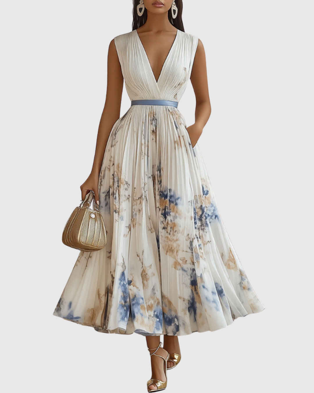 Rivella - Elegant Pleated Maxi Dress