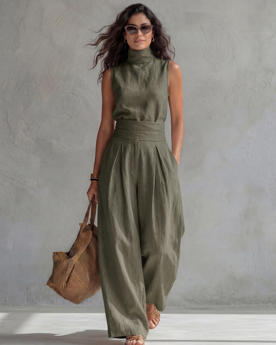 Maria | Ensemble pantalon ample et haut élégant