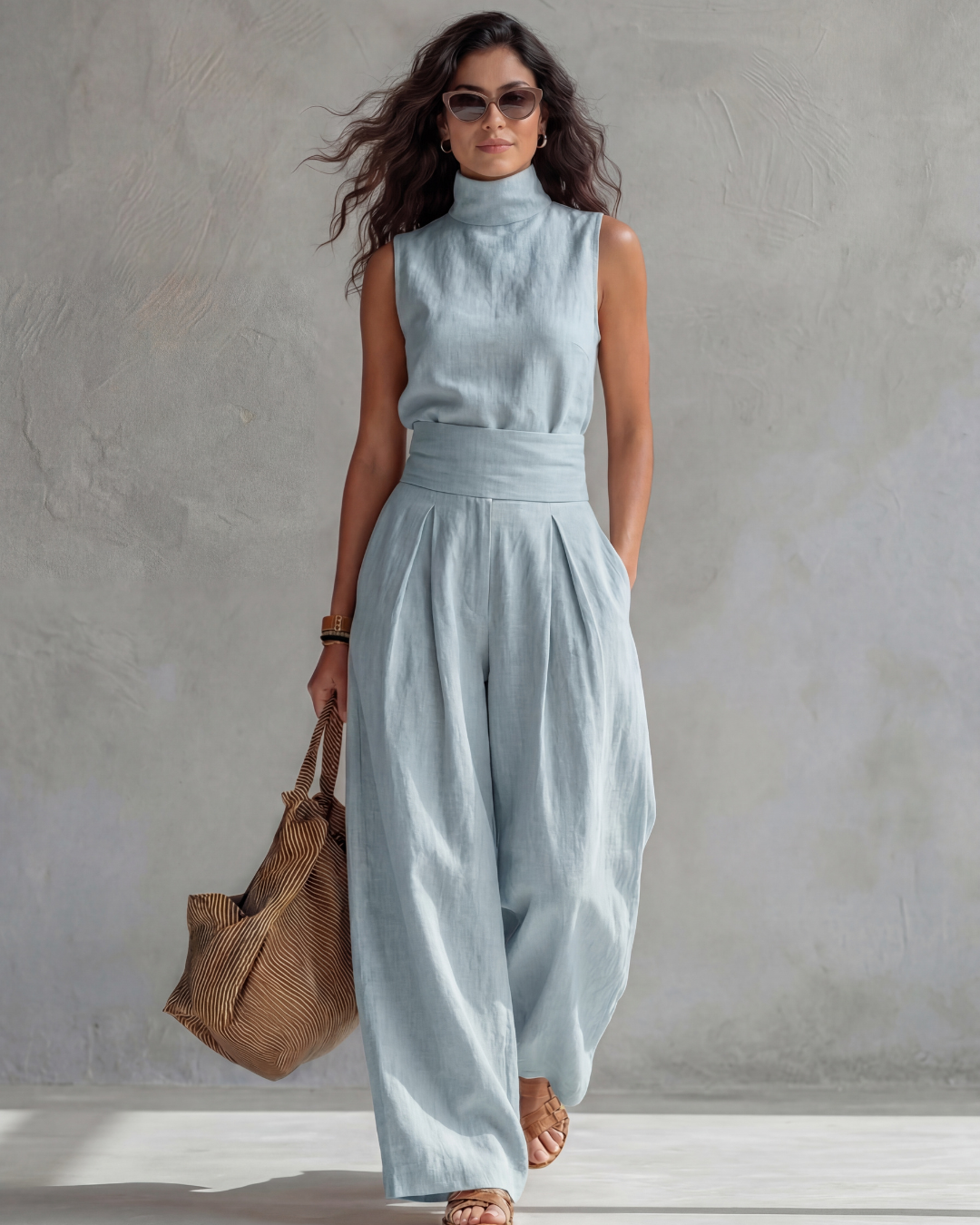 Maria | Ensemble pantalon ample et haut élégant