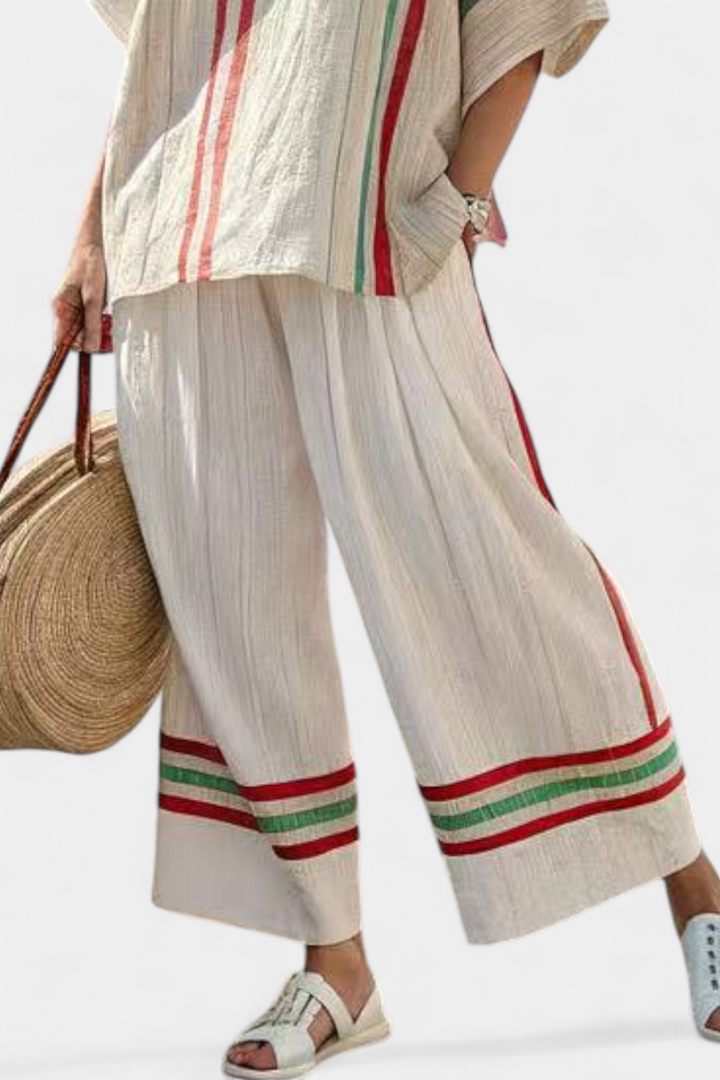 Truvane | Comfortable Boho Print Blouse & Loose-Fit Pants