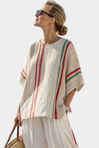 Truvane | Comfortable Boho Print Blouse & Loose-Fit Pants